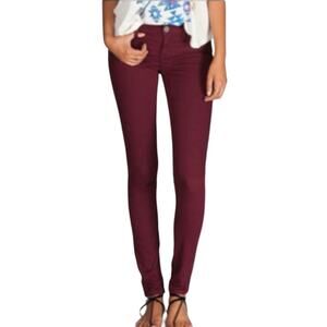 Revolve Paige Burgundy Maroon Denim Low Rise Skinny Stretch Jegging Jean Pant 29